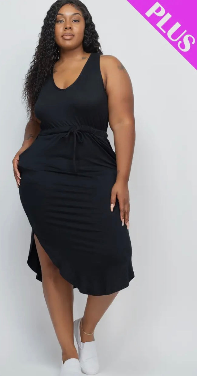 Plus Size Drawstring Midi Dress- Presale/Preorder