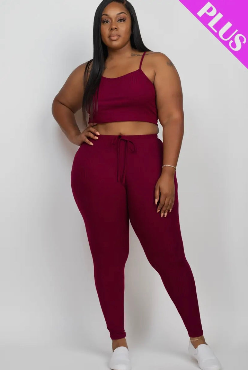 Plus Size Cropped Cami & Leggings Set Presale/Preorder