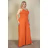 Plus Size Button Front Wide Leg Jumpsuit - Presale/Preorder