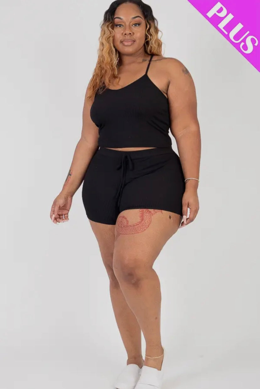 Plus Size Cami Top & Biker Shorts Set - Presale/Preorder