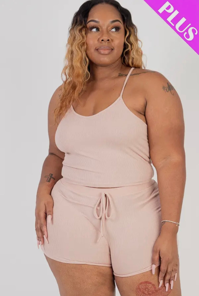Plus Size Cami Top & Biker Shorts Set - Presale/Preorder
