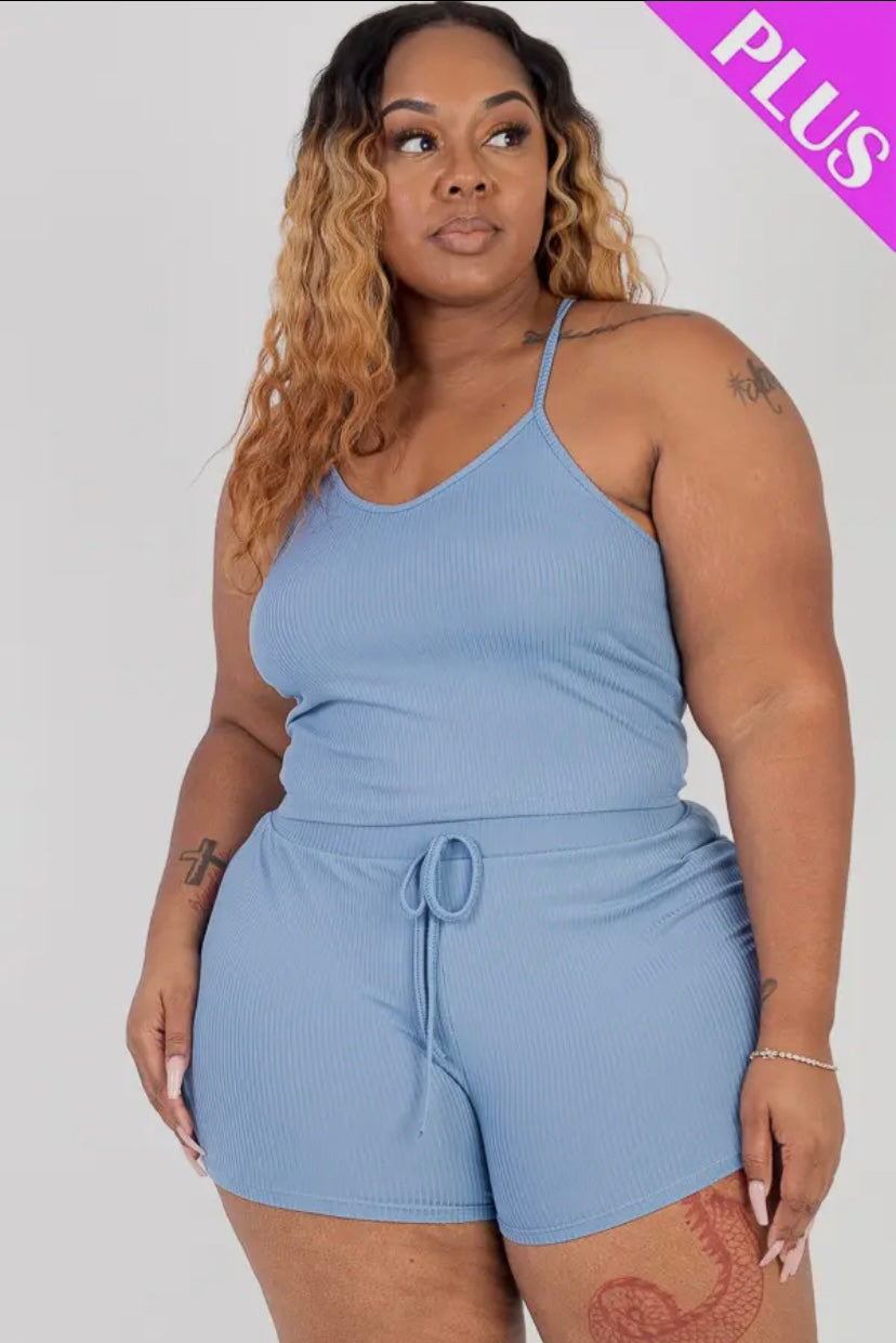 Plus Size Cami Top & Biker Shorts Set - Presale/Preorder