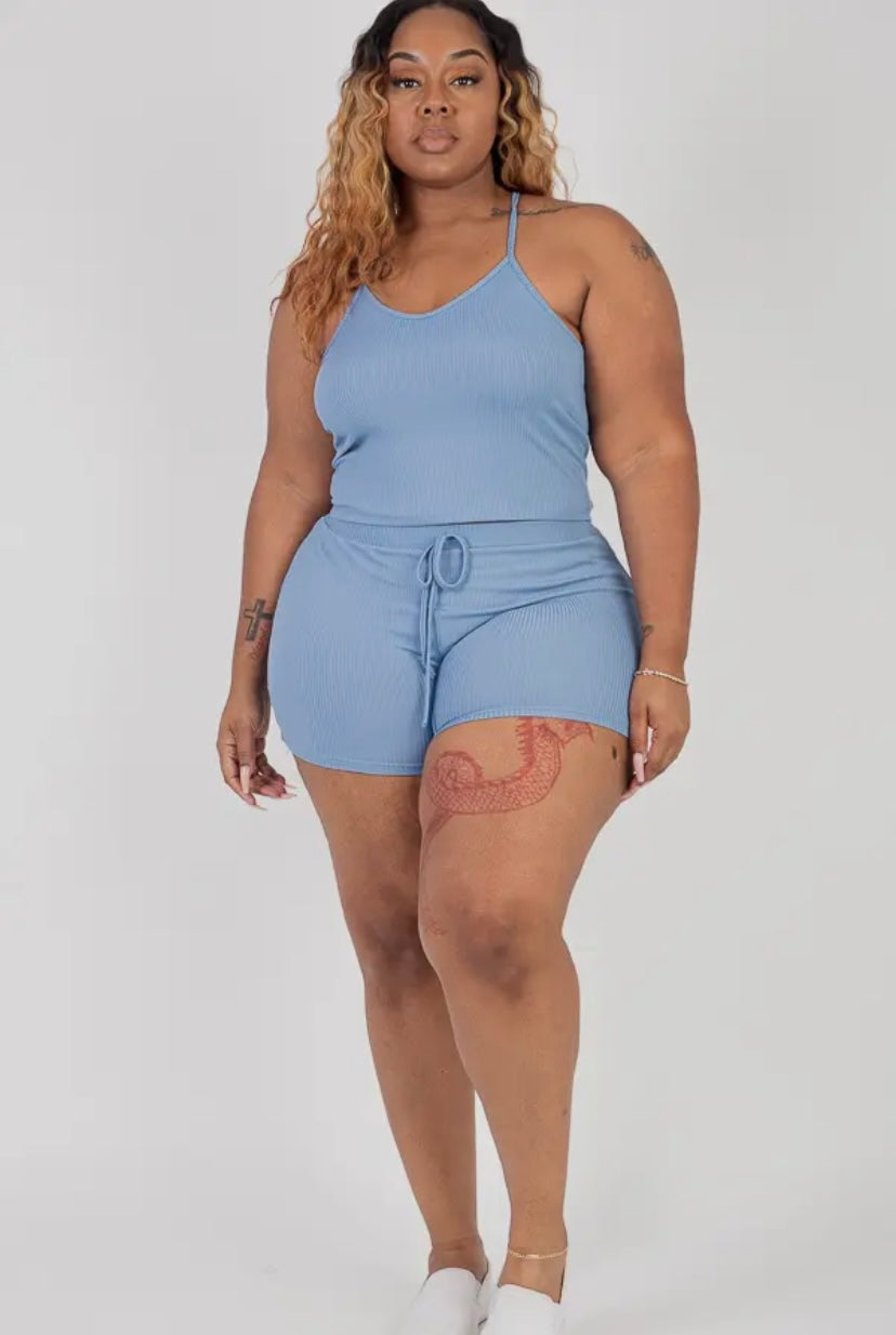 Plus Size Cami Top & Biker Shorts Set - Presale/Preorder