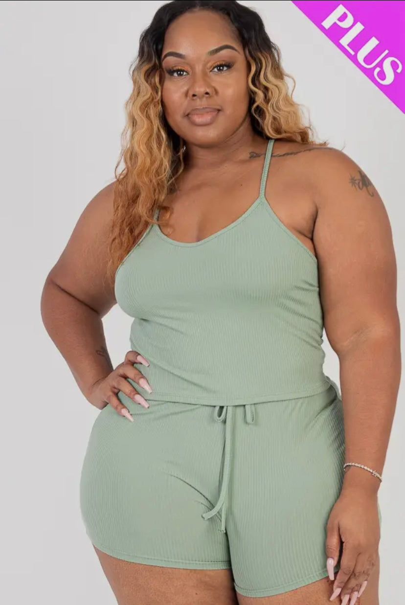 Plus Size Cami Top & Biker Shorts Set - Presale/Preorder