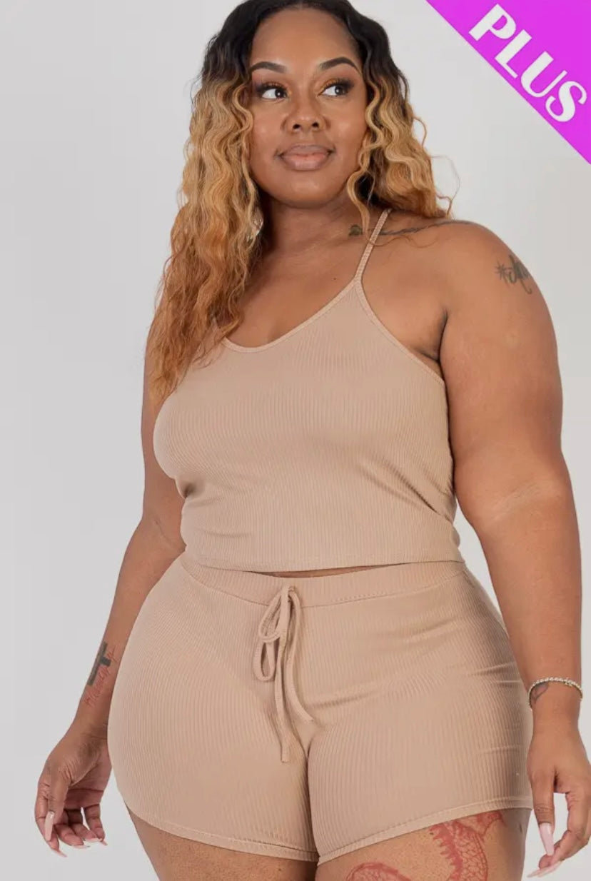 Plus Size Cami Top & Biker Shorts Set - Presale/Preorder