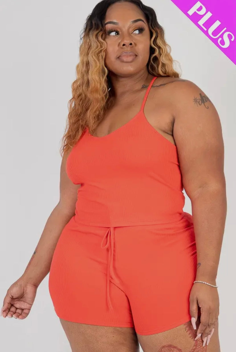 Plus Size Cami Top & Biker Shorts Set - Presale/Preorder