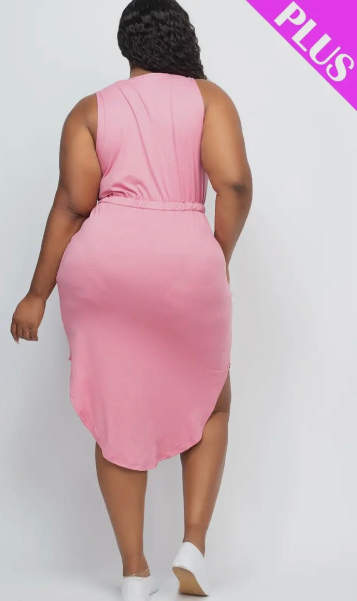 Plus Size Drawstring Midi Dress- Presale/Preorder