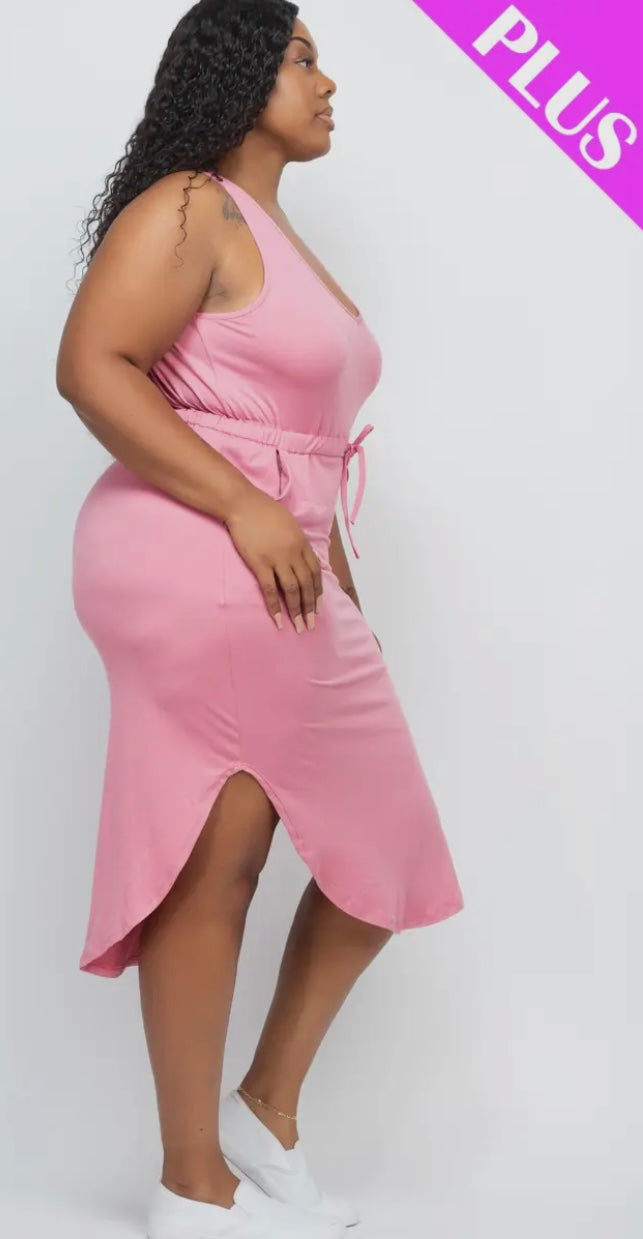 Plus Size Drawstring Midi Dress- Presale/Preorder
