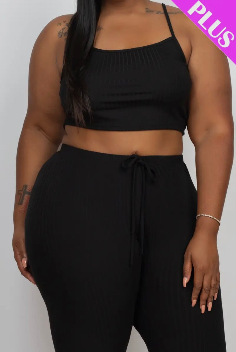 Plus Size Cropped Cami & Leggings Set Presale/Preorder