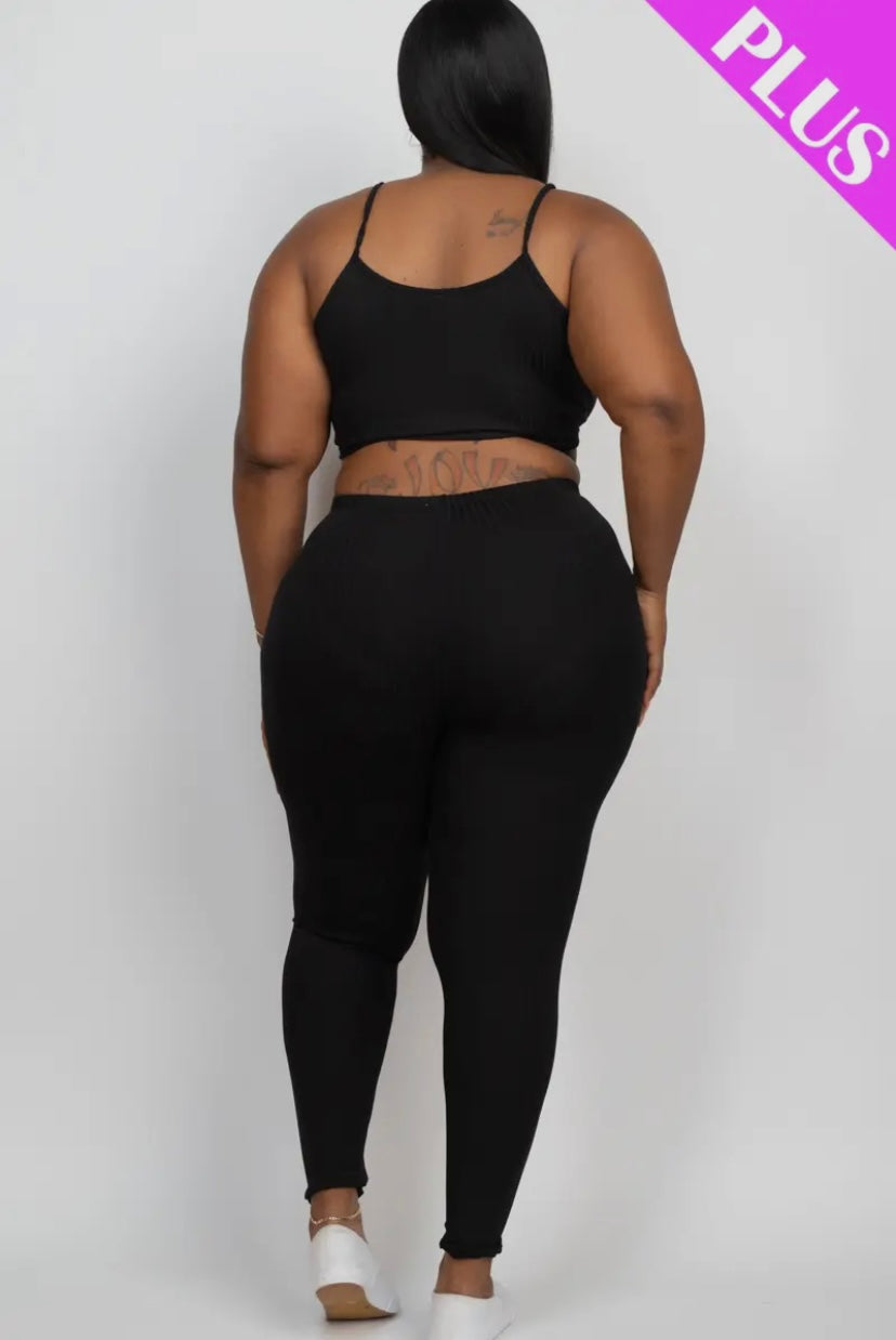 Plus Size Cropped Cami & Leggings Set Presale/Preorder