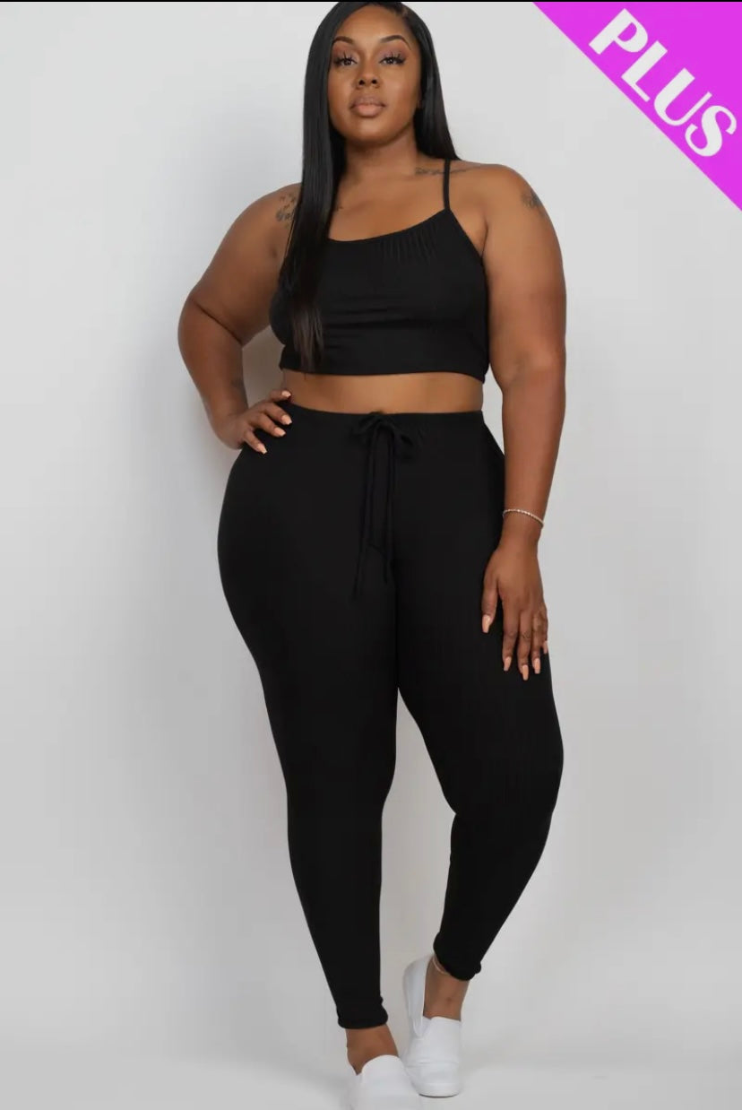 Plus Size Cropped Cami & Leggings Set Presale/Preorder