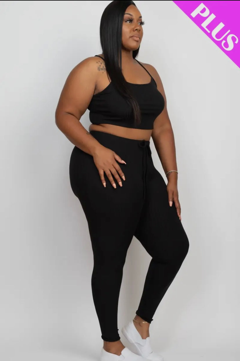 Plus Size Cropped Cami & Leggings Set Presale/Preorder