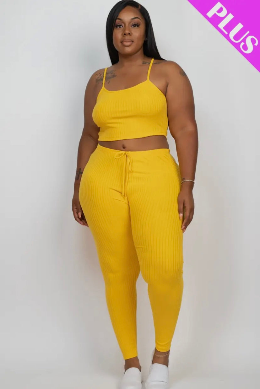Plus Size Cropped Cami & Leggings Set Presale/Preorder
