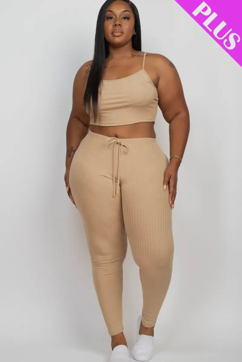 Plus Size Cropped Cami & Leggings Set Presale/Preorder