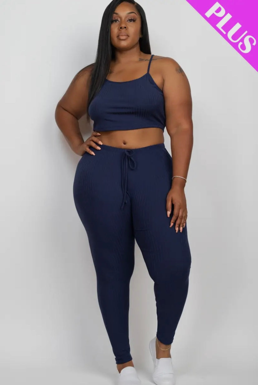 Plus Size Cropped Cami & Leggings Set Presale/Preorder