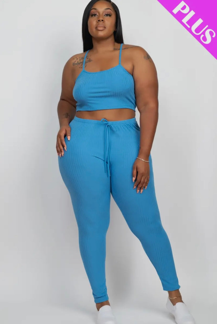 Plus Size Cropped Cami & Leggings Set Presale/Preorder