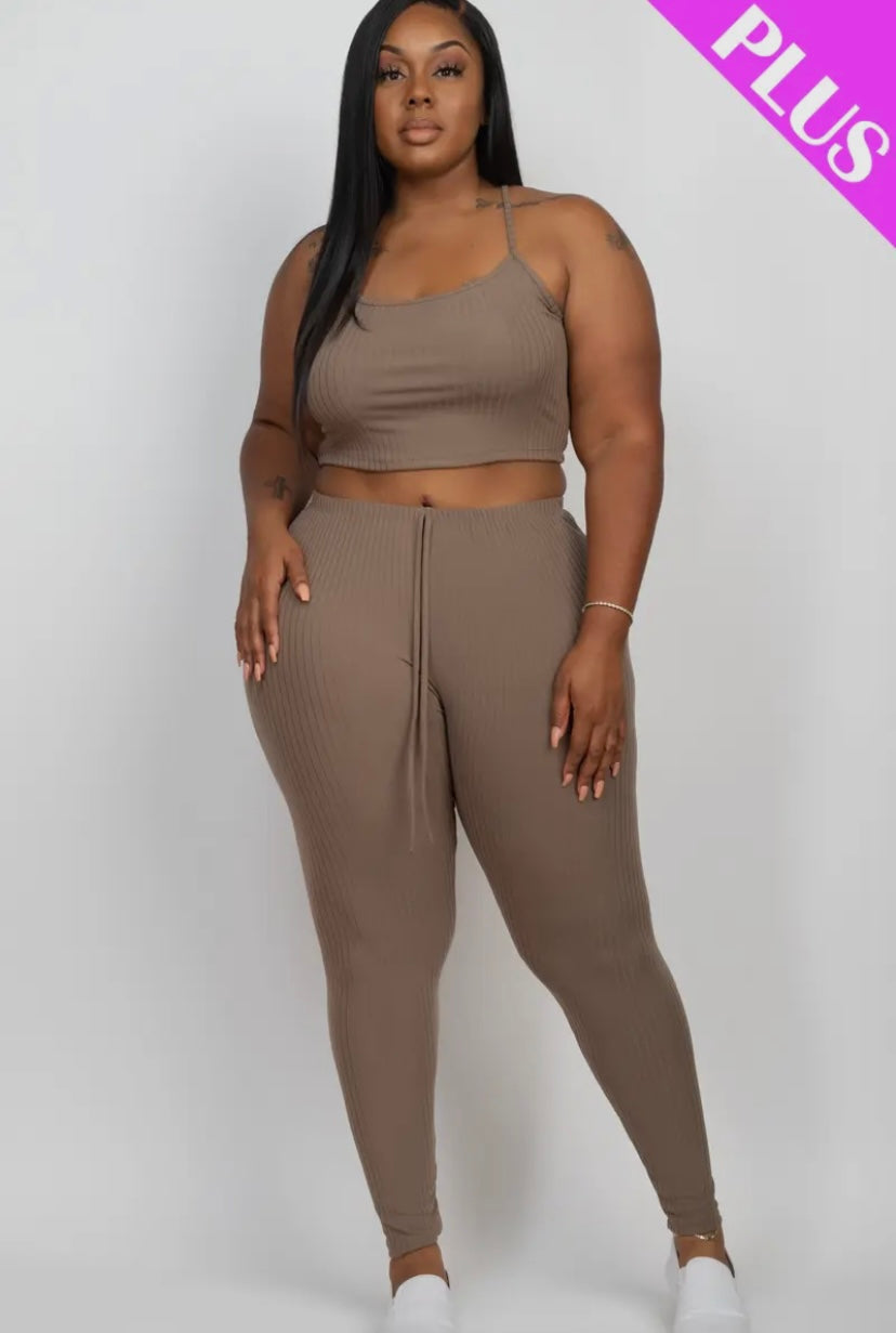 Plus Size Cropped Cami & Leggings Set Presale/Preorder