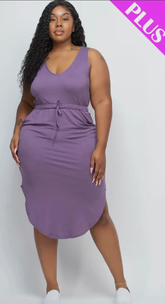 Plus Size Drawstring Midi Dress- Presale/Preorder