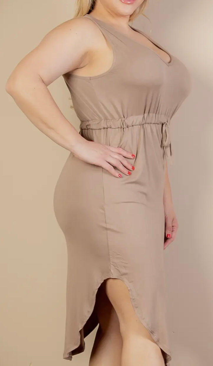 Plus Size Drawstring Midi Dress- Presale/Preorder