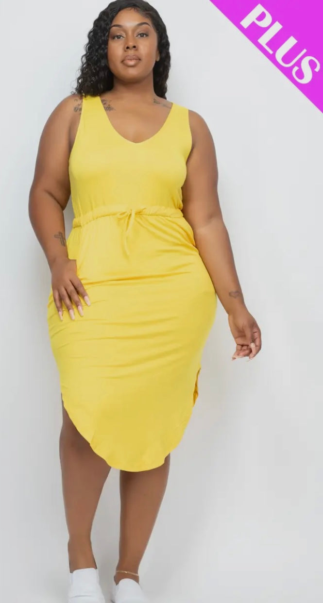 Plus Size Drawstring Midi Dress- Presale/Preorder