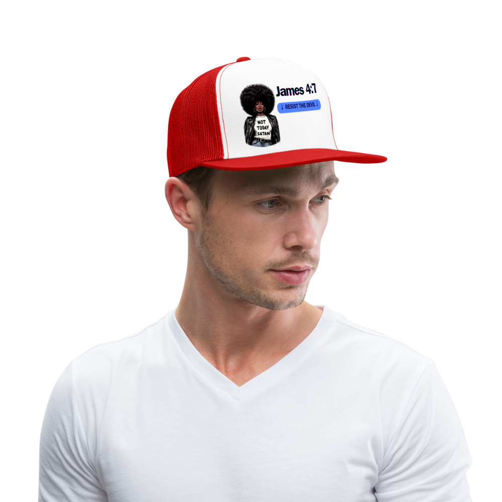 Not Today Trucker Cap - white/red