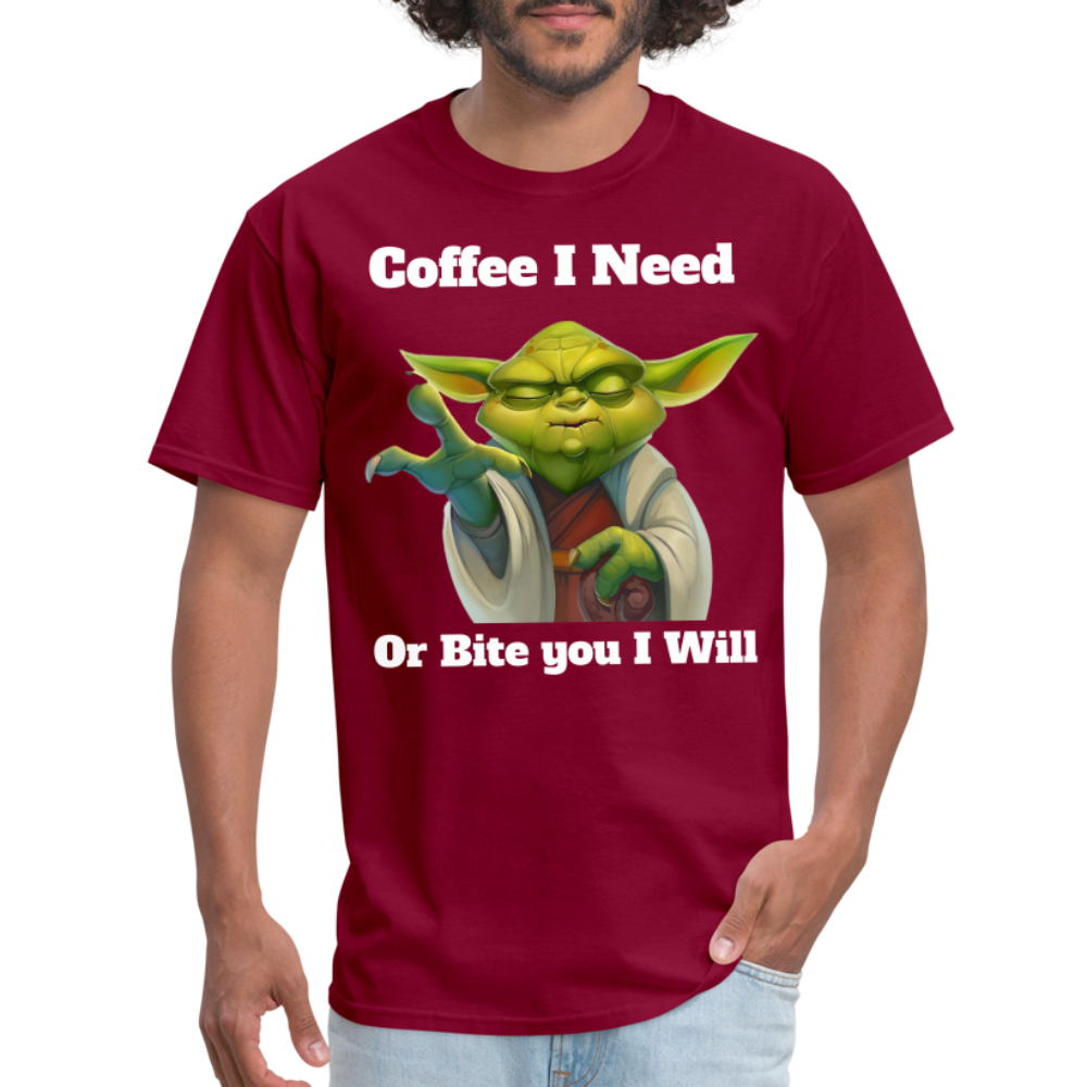 Coffee Yoda T-Shirt - burgundy