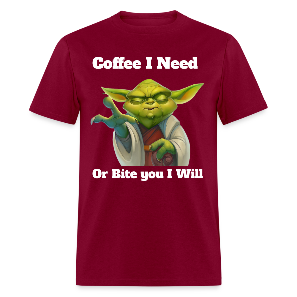 Coffee Yoda T-Shirt - burgundy
