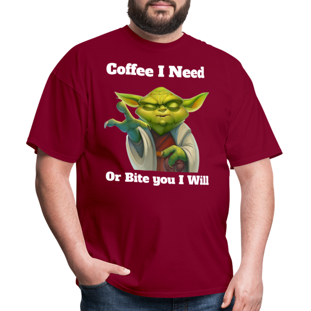 Coffee Yoda T-Shirt - burgundy