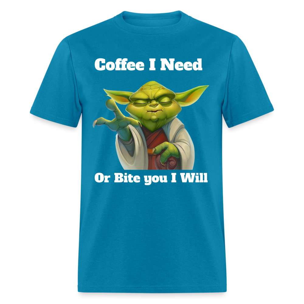 Coffee Yoda T-Shirt - turquoise