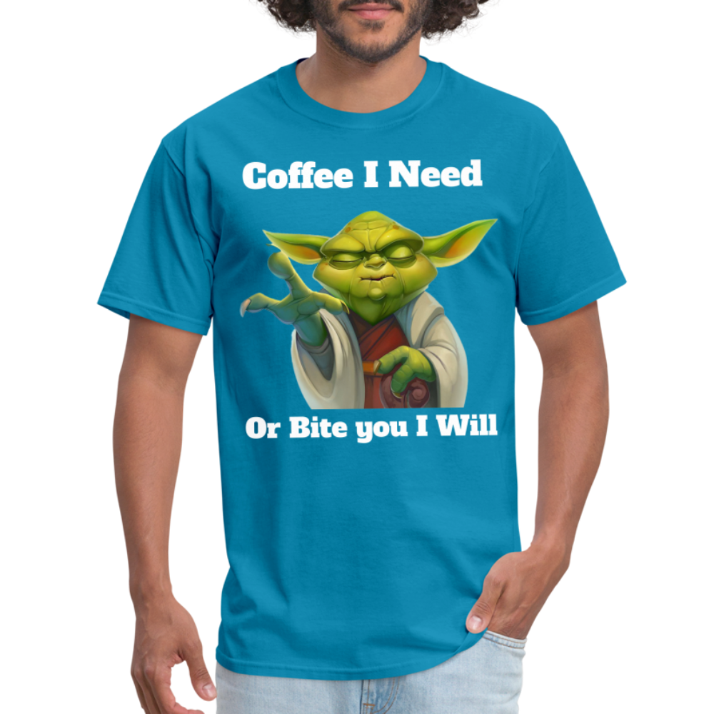 Coffee Yoda T-Shirt - turquoise