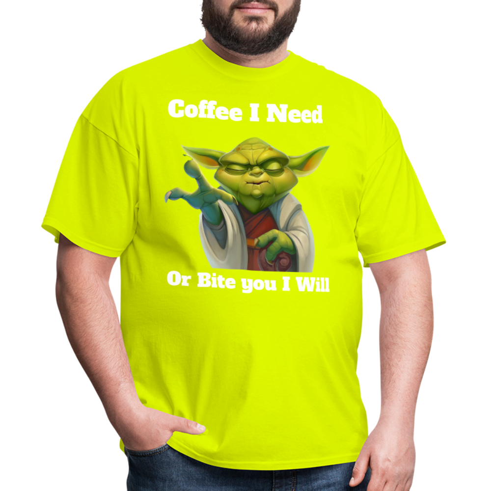 Coffee Yoda T-Shirt - safety green