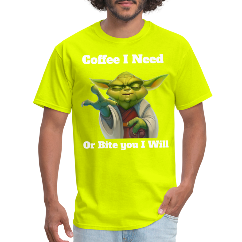 Coffee Yoda T-Shirt - safety green