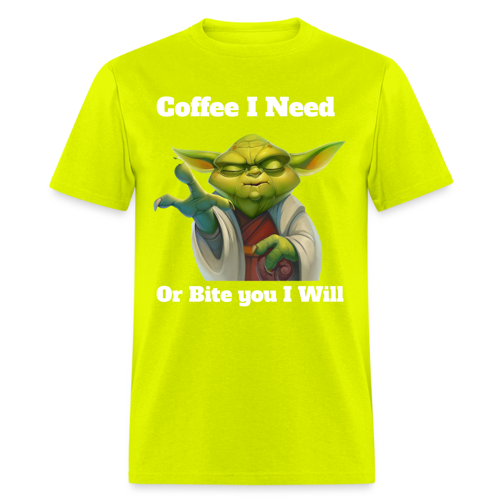 Coffee Yoda T-Shirt - safety green