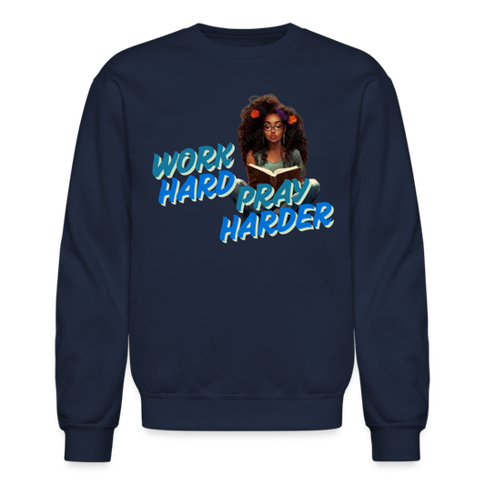 Pray Harder Crewneck Sweatshirt - navy