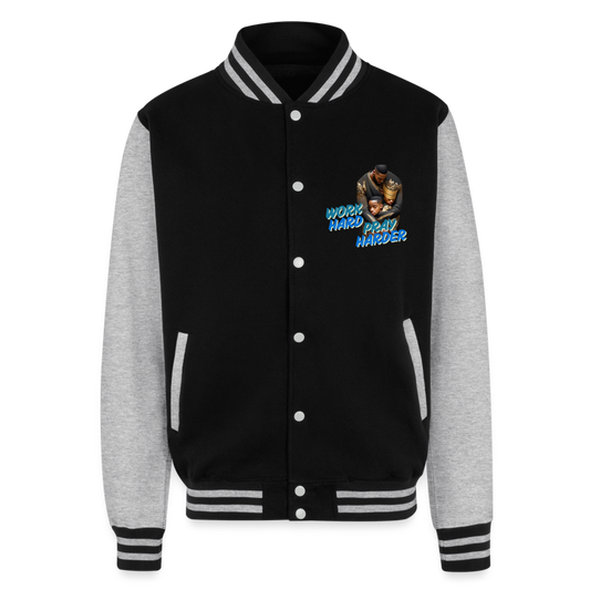 Pray Harder Letterman Jacket - black/heather grey