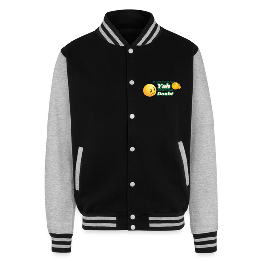 Doubt your Doubt Letterman Jacket - black/heather grey