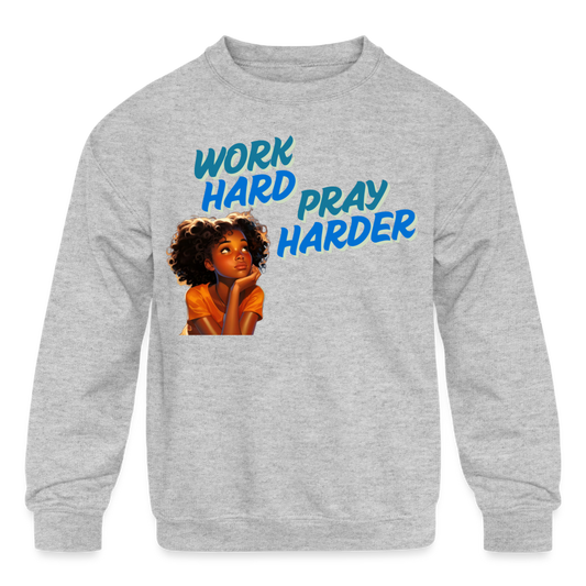 Pray Harder Crewneck Sweatshirt - heather gray