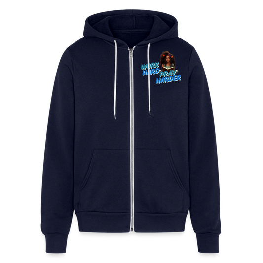 Pray Harder Full Zip Hoodie - navy