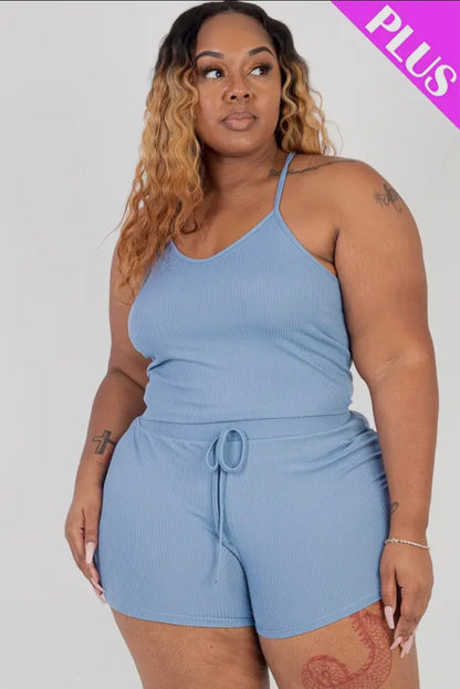 Plus Size Cami Top & Biker Shorts Set - Presale/Preorder