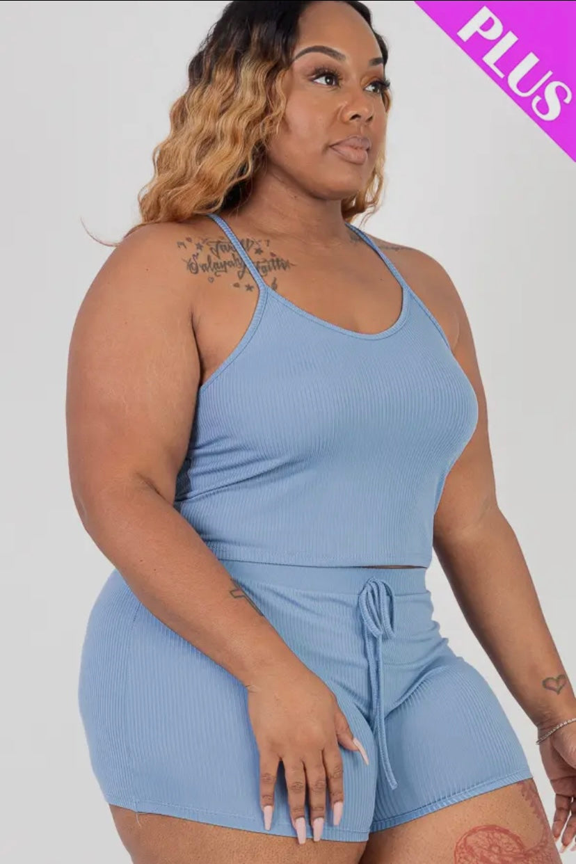 Plus Size Cami Top & Biker Shorts Set - Presale/Preorder