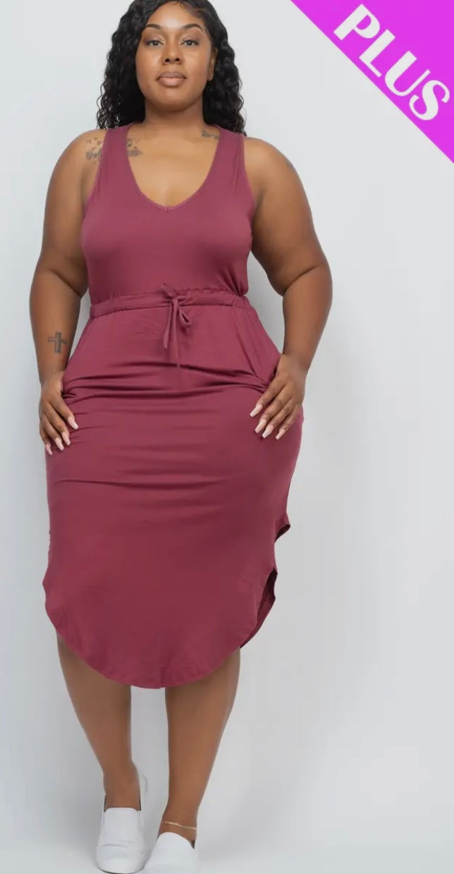 Plus Size Drawstring Midi Dress- Presale/Preorder