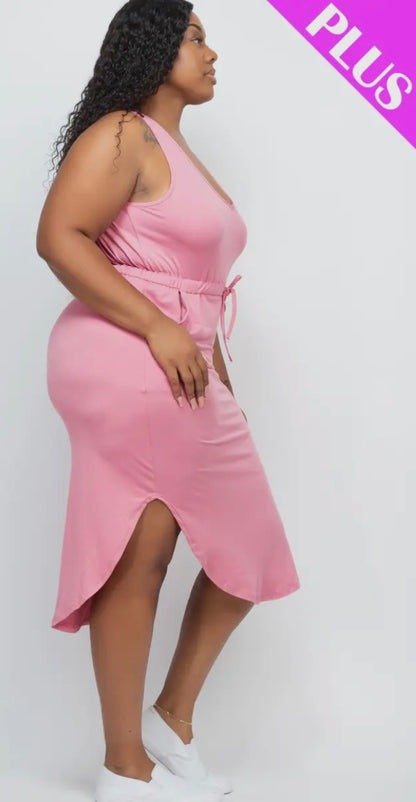 Plus Size Drawstring Midi Dress- Presale/Preorder