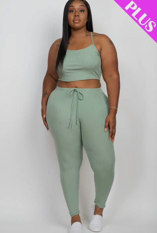 Plus Size Cropped Cami & Leggings Set Presale/Preorder