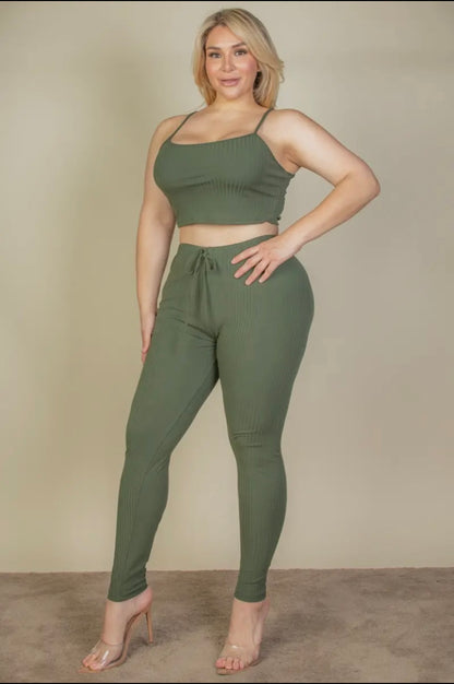 Plus Size Cropped Cami & Leggings Set Presale/Preorder