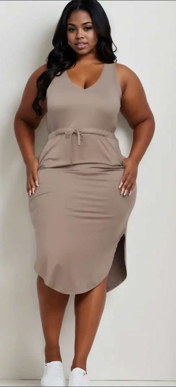 Plus Size Drawstring Midi Dress- Presale/Preorder