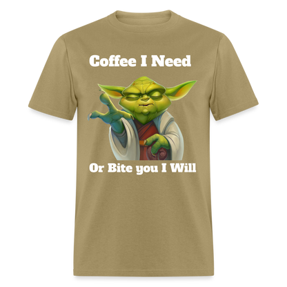 Coffee Yoda T-Shirt - khaki