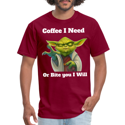 Coffee Yoda T-Shirt - burgundy