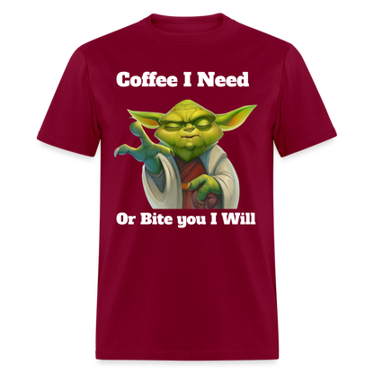Coffee Yoda T-Shirt - burgundy