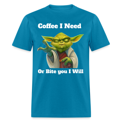 Coffee Yoda T-Shirt - turquoise
