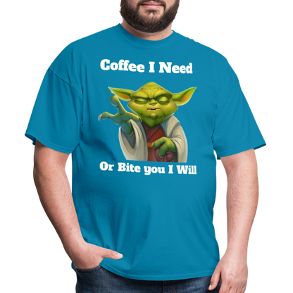 Coffee Yoda T-Shirt - turquoise